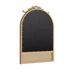 MAYEERTY 91x61x4cm Specchio Sospeso Marrone Intagliato in Legno Massello con Rattan e Angolo Retto