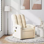 vidaXL Poltrona reclinabile massaggiante, schienale/poggiapiedi regolabile, divano reclinabile in tessuto crema - bianco