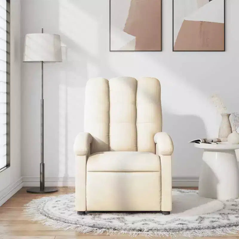 vidaXL Poltrona reclinabile massaggiante, schienale/poggiapiedi regolabile, divano reclinabile in tessuto crema - bianco