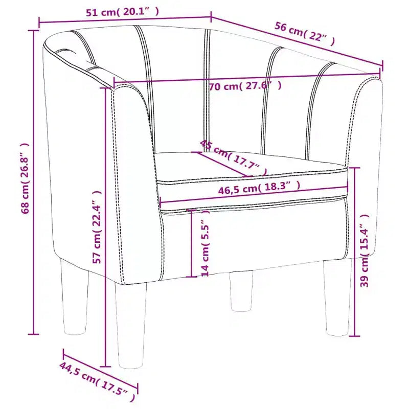 vidaXL Fauteuil club moderne - Siège lounge élégant en similicuir pour salon, bureau à domicile ou chambre à coucher - Marron