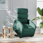 vidaXL Poltrona reclinabile verticale verde scuro - Assistenza Power Lift, reclinazione manuale, seduta in tessuto imbottito, tasca laterale, struttura robusta per anziani