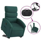 vidaXL Poltrona reclinabile verticale verde scuro - Assistenza Power Lift, reclinazione manuale, seduta in tessuto imbottito, tasca laterale, struttura robusta per anziani