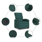 vidaXL Poltrona reclinabile verticale verde scuro - Assistenza Power Lift, reclinazione manuale, seduta in tessuto imbottito, tasca laterale, struttura robusta per anziani