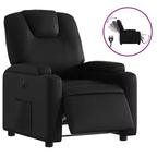 vidaXL Black Faux Leather Electric Recliner Chair - Motorized Reclining Armchair with Cup Holders for Living Room/Office
