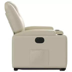 vidaXL Poltrona Reclinabile Elettrica con Power Lift - Poltrona Alzapersona in Similpelle Crema con Portabicchieri e Tasca per Soggiorno, Camera da Letto