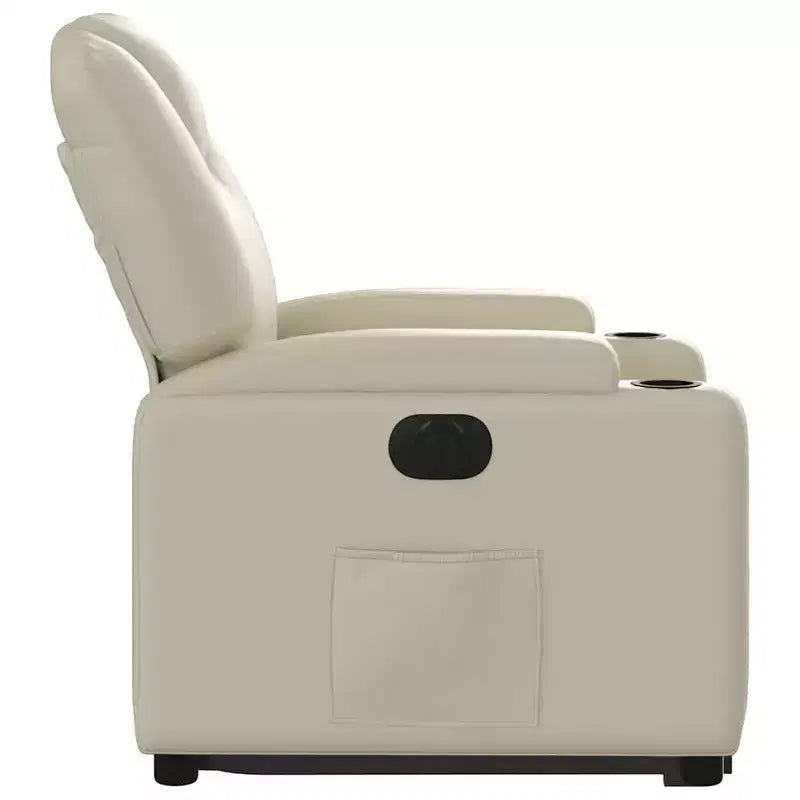 vidaXL Poltrona Reclinabile Elettrica con Power Lift - Poltrona Alzapersona in Similpelle Crema con Portabicchieri e Tasca per Soggiorno, Camera da Letto