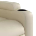 vidaXL Poltrona Reclinabile Elettrica con Power Lift - Poltrona Alzapersona in Similpelle Crema con Portabicchieri e Tasca per Soggiorno, Camera da Letto