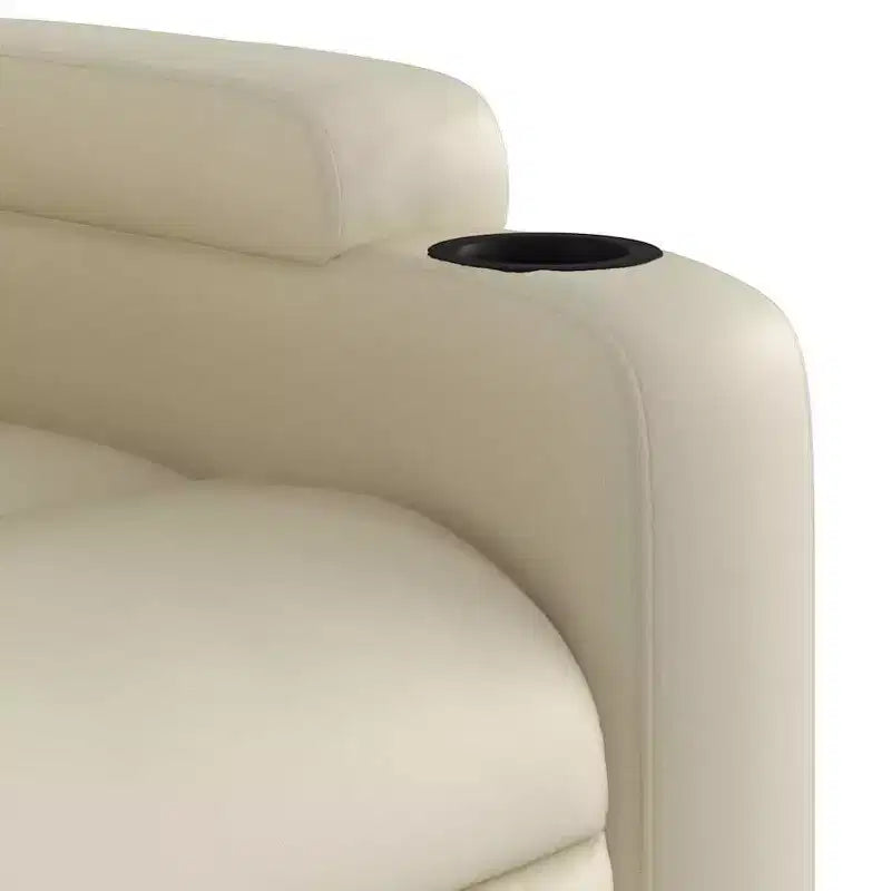 vidaXL Poltrona Reclinabile Elettrica con Power Lift - Poltrona Alzapersona in Similpelle Crema con Portabicchieri e Tasca per Soggiorno, Camera da Letto
