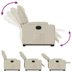 vidaXL Poltrona Reclinabile Elettrica con Power Lift - Poltrona Alzapersona in Similpelle Crema con Portabicchieri e Tasca per Soggiorno, Camera da Letto