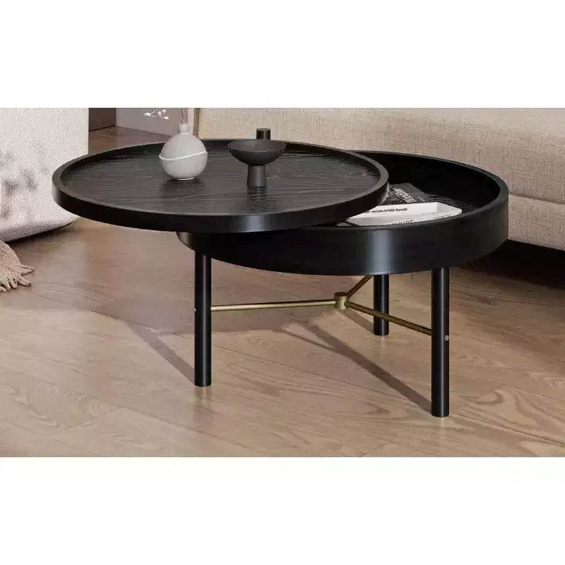 Okak Tavolino da Caffè Moderno Set di 2 Tavolini Nido, Tavolino Rotondo per Soggiorno, Tavolino d'Appoggio con Piano Effetto Marmo e Base Dorata
