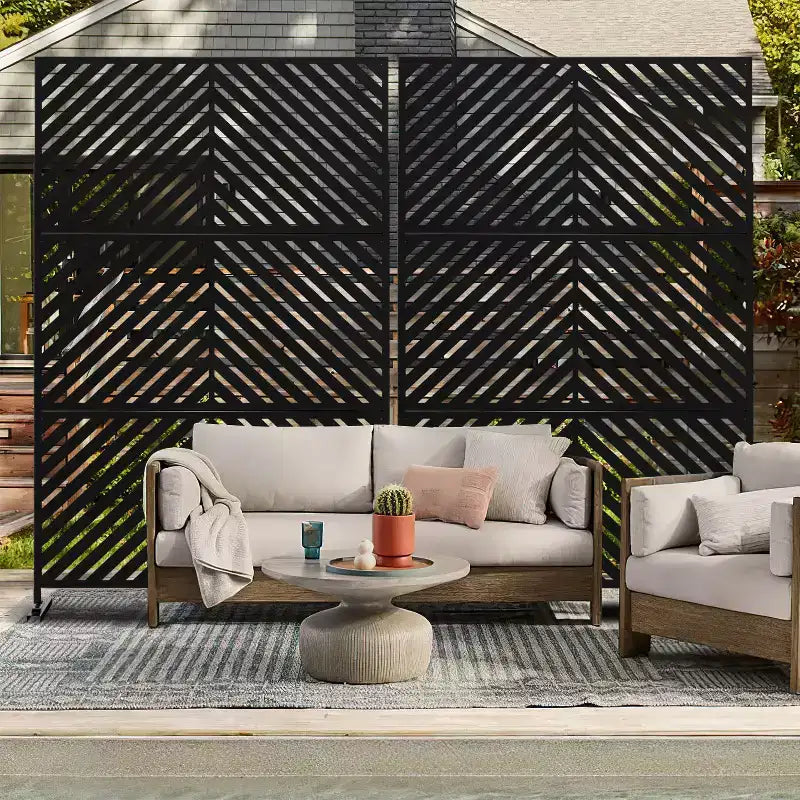 MAYEERTY Paravento Esterno in Acciaio Galvanizzato Nero 72x47x16 Pollici - Set da 3 Pezzi