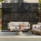 MAYEERTY Paravento Esterno in Acciaio Galvanizzato Nero 72x47x16 Pollici - Set da 3 Pezzi