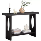 Bekrvio Tavoli console da fattoria in legno da 47 pollici con impiallacciatura in legno massello - Piano del tavolo ispessito da 2'', Tavolo stretto a 2 livelli dietro il divano