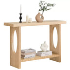 Bekrvio Tavoli console da fattoria in legno da 47 pollici con impiallacciatura in legno massello - Piano del tavolo ispessito da 2'', Tavolo stretto a 2 livelli dietro il divano