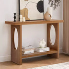 Bekrvio Tavoli console da fattoria in legno da 47 pollici con impiallacciatura in legno massello - Piano del tavolo ispessito da 2'', Tavolo stretto a 2 livelli dietro il divano