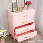Commode blanche pour chambre à coucher, commode à 4 tiroirs avec poignées dorées, meuble de rangement en bois pour salon, couloir, chambre d'enfant