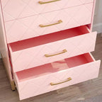 Commode blanche pour chambre à coucher, commode à 4 tiroirs avec poignées dorées, meuble de rangement en bois pour salon, couloir, chambre d'enfant