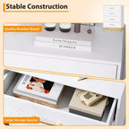 Commode blanche pour chambre à coucher, commode à 4 tiroirs avec poignées dorées, meuble de rangement en bois pour salon, couloir, chambre d'enfant