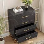 Commode blanche pour chambre à coucher, commode à 4 tiroirs avec poignées dorées, meuble de rangement en bois pour salon, couloir, chambre d'enfant