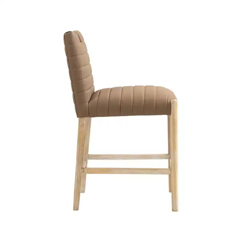Meridian Furniture, Sgabello da bancone Aimee in pelle vegana marrone