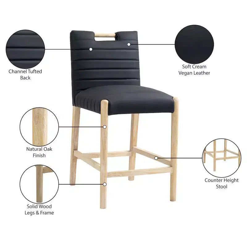Meridian Furniture, Sgabello da bancone Aimee in similpelle vegana nera