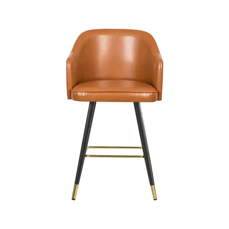 Meridian Furniture, Sgabello da bancone/bar in pelle vegana cognac Barbosa, Set da 2