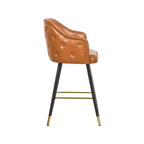 Meridian Furniture, Sgabello da bancone/bar in pelle vegana cognac Barbosa, Set da 2