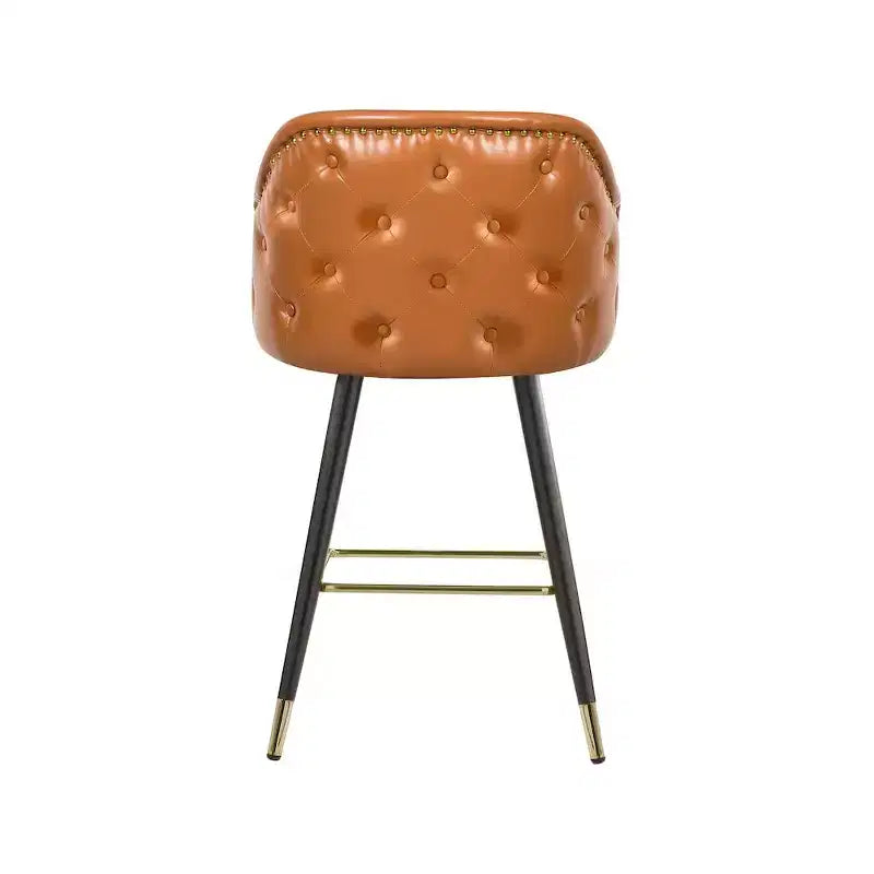 Meridian Furniture, Sgabello da bancone/bar in pelle vegana cognac Barbosa, Set da 2