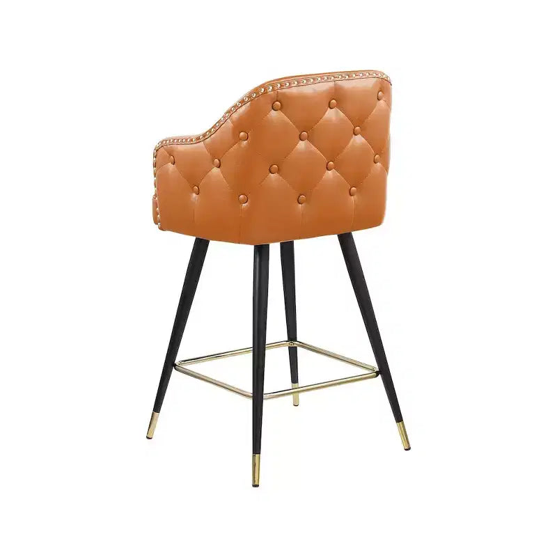 Meridian Furniture, Sgabello da bancone/bar in pelle vegana cognac Barbosa, Set da 2