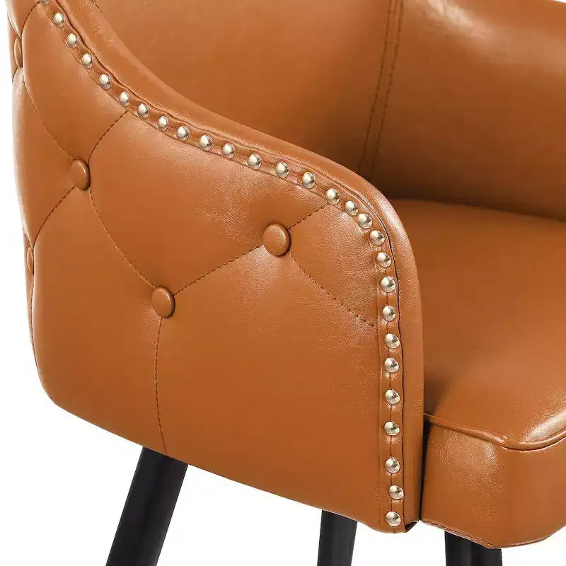 Meridian Furniture, Sgabello da bancone/bar in pelle vegana cognac Barbosa, Set da 2