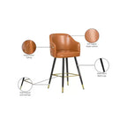 Meridian Furniture, Sgabello da bancone/bar in pelle vegana cognac Barbosa, Set da 2