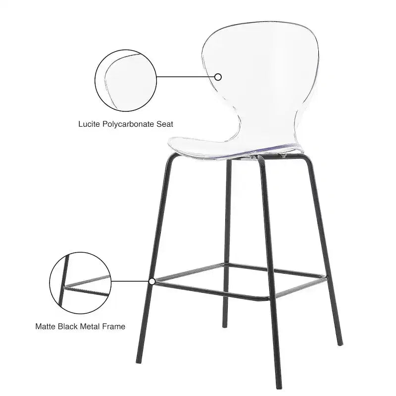 Meridian Furniture, Sgabello Clarion nero opaco, Set da 2