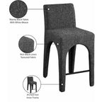 Meridian Furniture, Sgabello in tessuto testurizzato lino nero Gramercy