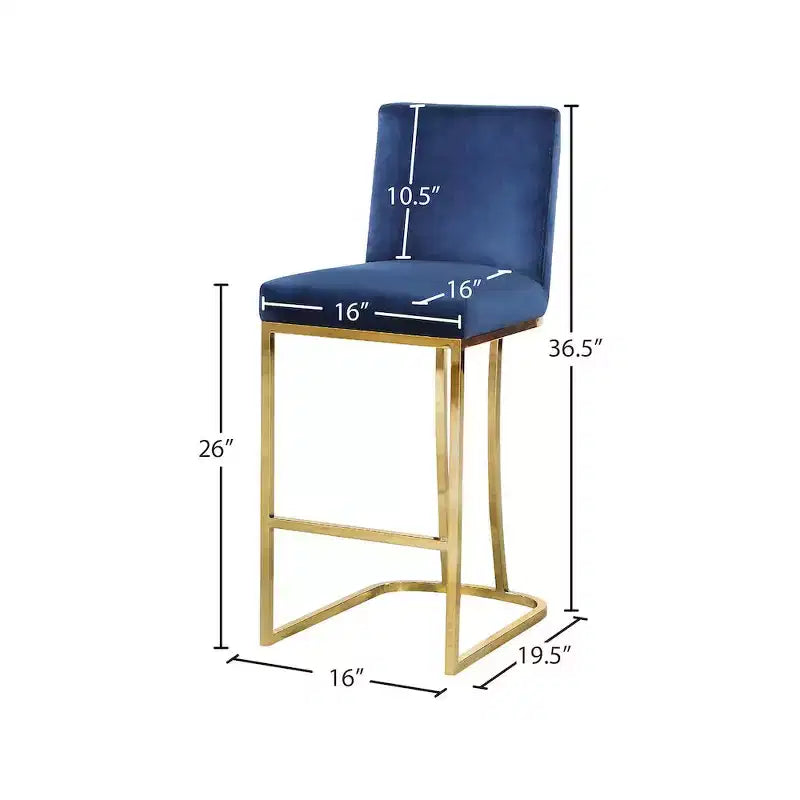 Meridian Furniture, Sgabello in velluto blu Heidi