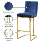Meridian Furniture, Sgabello in velluto blu Heidi