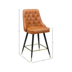 Meridian Furniture, Tabouret de comptoir/bar en cuir végétalien Cognac Portnoy, Lot de 2