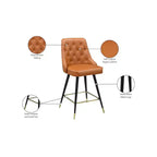 Meridian Furniture, Tabouret de comptoir/bar en cuir végétalien Cognac Portnoy, Lot de 2
