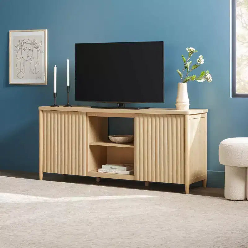 Mobile TV Walker Edison Scandinavo con Ante a Doghe e Vano Contenitore