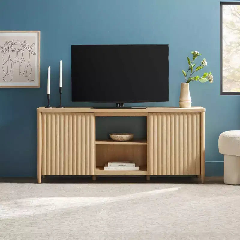 Mobile TV Walker Edison Scandinavo con Ante a Doghe e Vano Contenitore