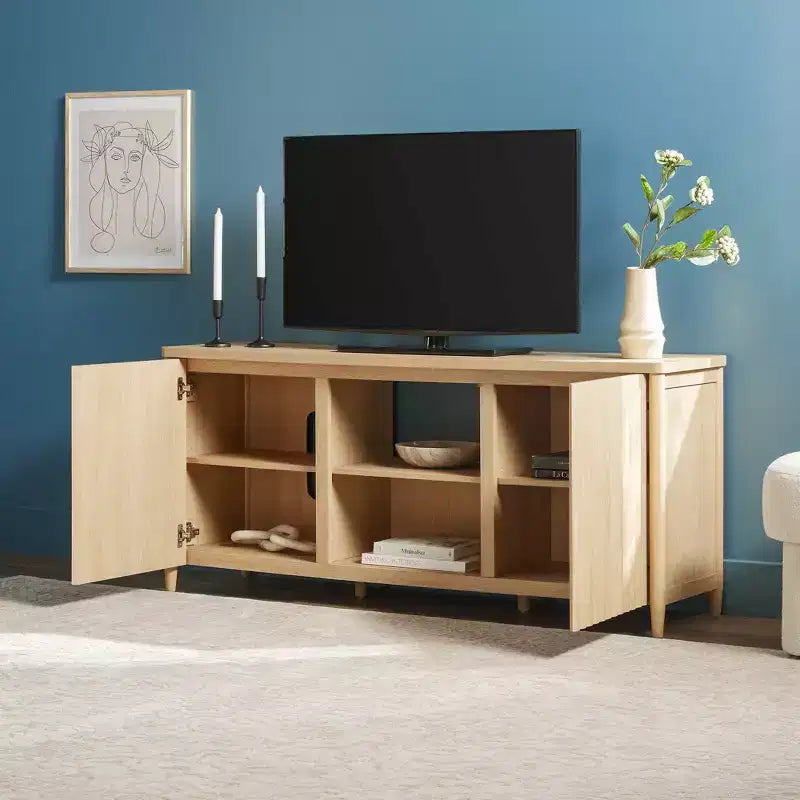 Mobile TV Walker Edison Scandinavo con Ante a Doghe e Vano Contenitore