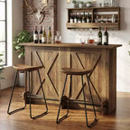 MAYEERTY 63 Rustic Bar Cart with 2-Tier Open Storage, Metal Frame & Particleboard Home Serving Cart, 220lbs Capacity Adjustable Feet