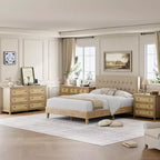 Comodino in Rattan Acekool con Cassetti, Ampia Cassettiera Boho con Cassetti Profondi e Maniglie ad Anello per Camera da Letto, Cameretta, Soggiorno - Naturale