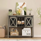 Mobile Bar con Anta Scorrevole, Mobile Caffè con Portabottiglie e Portabicchieri, Credenza da Cucina con Ripiani, Mobile per Liquori