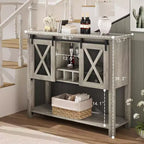 Mobile Bar con Anta Scorrevole, Mobile Caffè con Portabottiglie e Portabicchieri, Credenza da Cucina con Ripiani, Mobile per Liquori