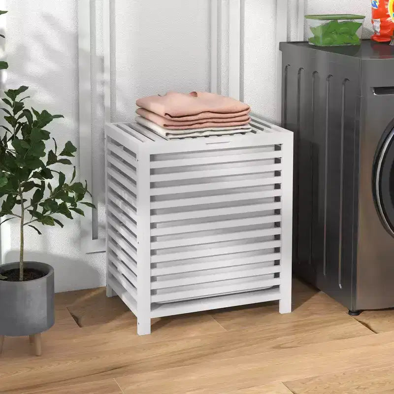 Cesto portabiancheria in bambù HOMCOM con coperchio, cesto portabiancheria con sacco interno rimovibile, 50,1 x 36,2 x 59,7 cm, caffè