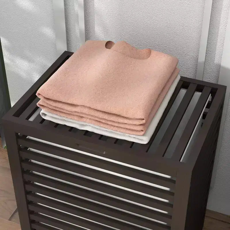 Cesto portabiancheria in bambù HOMCOM con coperchio, cesto portabiancheria con sacco interno rimovibile, 50,1 x 36,2 x 59,7 cm, caffè