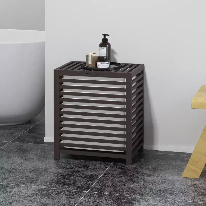 Cesto portabiancheria in bambù HOMCOM con coperchio, cesto portabiancheria con sacco interno rimovibile, 50,1 x 36,2 x 59,7 cm, caffè
