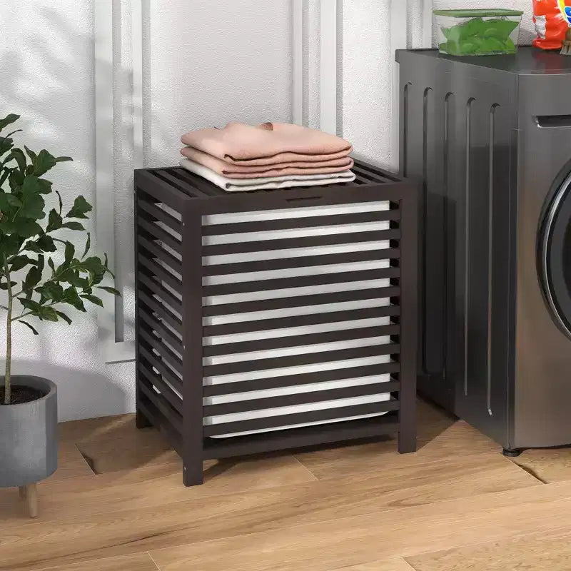 Cesto portabiancheria in bambù HOMCOM con coperchio, cesto portabiancheria con sacco interno rimovibile, 50,1 x 36,2 x 59,7 cm, caffè