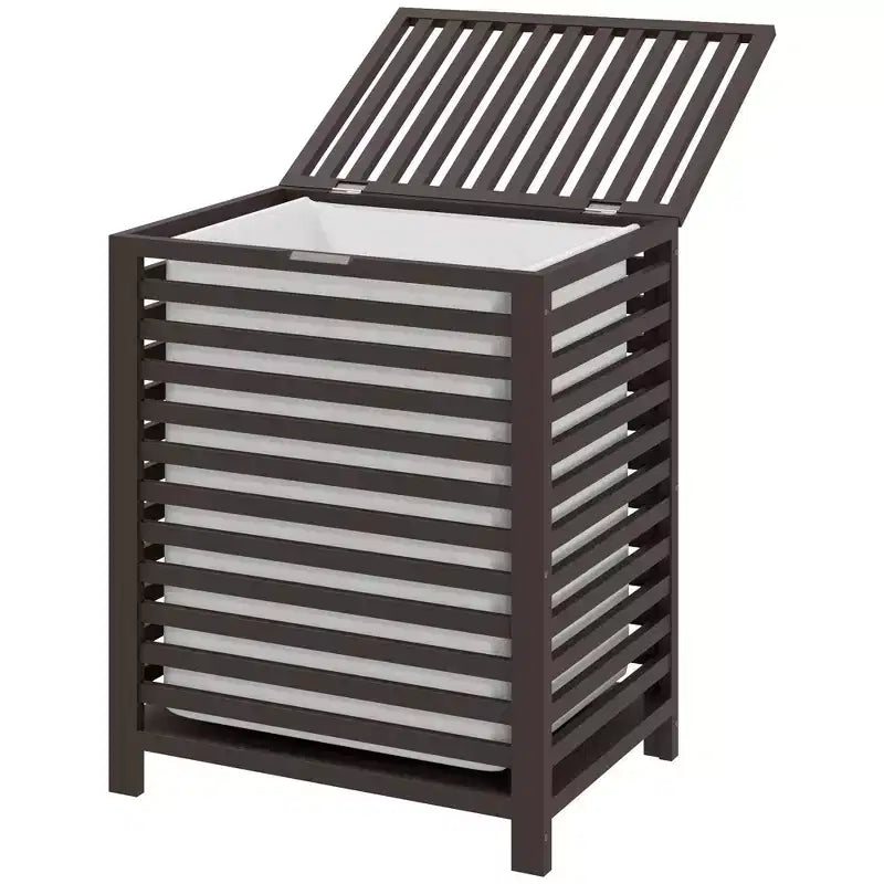 Cesto portabiancheria in bambù HOMCOM con coperchio, cesto portabiancheria con sacco interno rimovibile, 50,1 x 36,2 x 59,7 cm, caffè