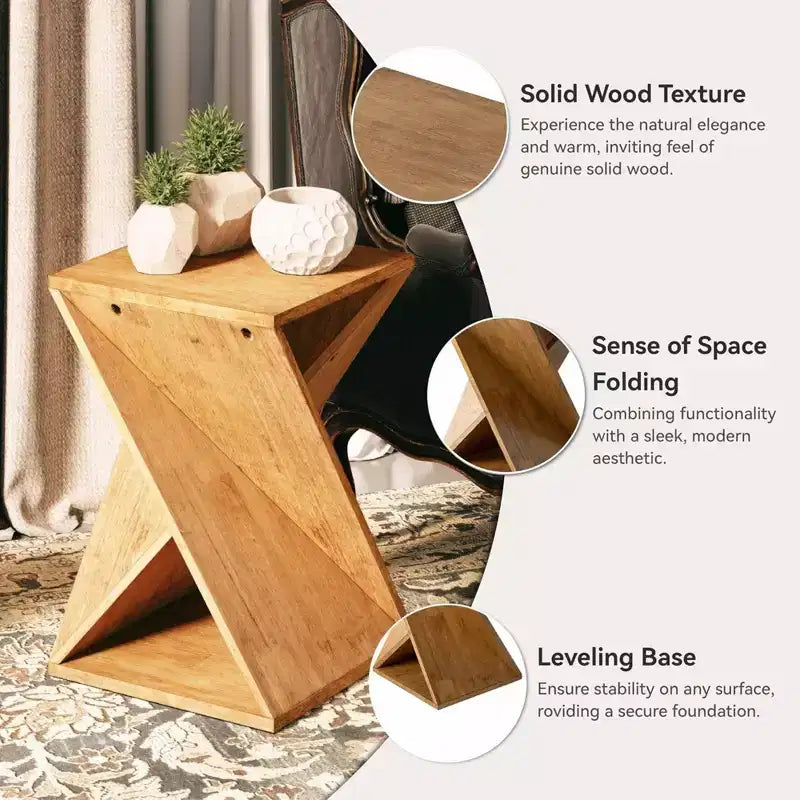 COZAYH Tavolino da Notte Rustico, Design Quadrato con Piedistallo Solido, per Salotti, Camere da Letto o Uffici, Installazione e Montaggio Facili, Marrone